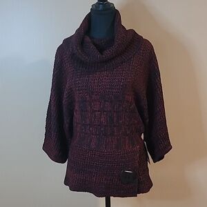 NWT MAJORA Cowl Turtleneck Pullover Sweater With Large Button Detail,Size Small